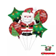 5Pcs Christmas Santa Theme Foil Balloon Set Kids Xmas Party Decoration