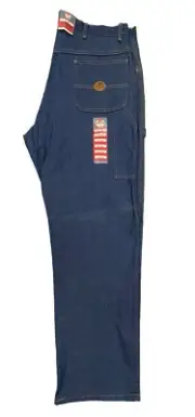 Red Kap Carpenter Jeans Men's Size 38x33 Straight Leg 100% Cotton Denim