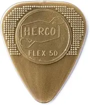 Herco® HE210 Flex 50 Nylon Flat Picks, Gold, Medium, 100/Bag