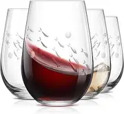 [SHOSHIN] Stemless Wine Glass, 18Oz Wine Glasses Set of 4, Hand Cut Premium Unique Wine Glasses, Crystal Wine Glass for Red and White Wine, Handmade Gifts for Women, Men and Friends