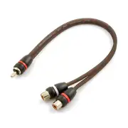 1 Male to 2 Female OFC Twisted Pair RCA Y-Adapter Cable Car or Home