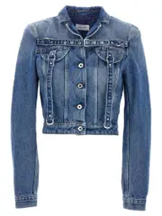 [Off-White] Off-White-Cargo Crop Puffer Jackets Blu-Donna 40IT Blue