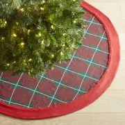 Pier 1 Imports Red Plaid Knit Christmas Tree Skirt - 50" Dia PRICE REDUCED!!
