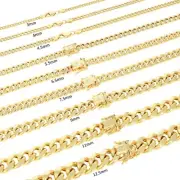 14K Yellow Gold 3mm-12.5mm Miami Cuban Link Chain Necklace or Bracelet, 7"- 30"