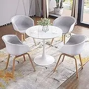 Snaweo Office Reception Room Club Table, Coffee Kitchen Dining Table Set for 4, Small Office Reception Room Club Table and Chair Set, for Family Apartment, 1 Table and 4 Chair(Gray)