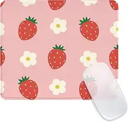 Ksriylm Mouse Pad,Cute Pink Strawberry Mouse Pad, Mouse Mat Square Waterproof Mouse Pad Non-Slip Rubber Base Mouse Pads for Office Laptop,9.5"x7.8"x0.12" Inch