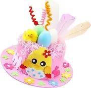 Easter Hood Kit, DIY Easter Hat Boys Girls, Easter Bonnet Make Yourself Easter Hat Easter Craft Set for Children Girls Boys (Pink)