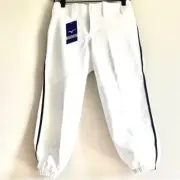 Mizuno NEW girls white belted blue piped softball pant large elastic bottom