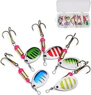 Trout Fishing Lures Bass Spinner Baits | Fishing Lure Fishing Spinner Sequin Trout Spinner,10X Metal Spinner Baits Fishing Tackle Trout Lure with Tackle Box,Fishing Lure Kit,Fishing Accessories