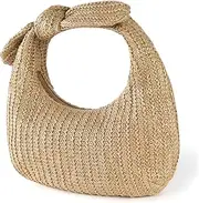 [Minkissy] Woven Handbag for Women Stylish Summer Clutch Bag Capacity Beach Purse Durable Daily Use Tote with Fashionable Appearance for Parties and Shopping