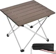 Grope Small Folding Camping Table with Aluminum Table Top, Beach Table for Sand with Carrying Bag,Prefect for Outdoor, Picnic, BBQ, Cooking, Festival (Coffee-M)