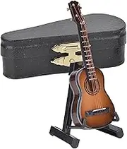 Miniature Guitar Replica, Miniature Classical Guitar with Guitar Stand Case, Mini Wooden Miniature Guitar, Miniature Guitar Stand for Desktop Decoration (Coffee)