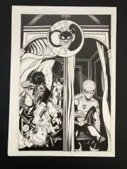 Deadpool Vs Nightcrawler / Spider-Man B&W- Marvel Comic Book Poster 8"x11"