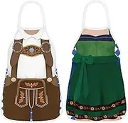 Hillban 2 Pcs German Oktoberfest Apron for Children Oktoberfest Boy Girl Couple Apron Costume for Kitchen Cooking BBQ Party