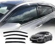 OAD4X4 Weathershields Compatible with Honda Civic Hatch 10th Gen 2017-2021, Weather Shields Window Visors Wind Deflectors Sun Rain Guard 4PCS Set