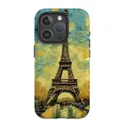 For iPhone 15 Pro Tough Case Compatible with MagSafe Eiffel Tower Painting