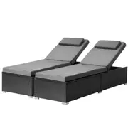 Livsip 2x Sun Lounge Wicker Lounger Outdoor Furniture Day Bed Sofa Patio Garden