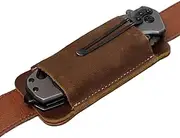 Nuytghr Belt Carrying Leather Scabbard, Horizontal Sheath Knives, Vintage Holder Case, 11.8x5.7cm, Stylish Accessory Outdoor Use, Perfect Gift for Christmas, Birthdays, Coffee, Refer to description,