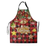 Merry Christmas Apron with 2 Pockets Buffalo Plaid Kitchen Apron Bell Ball Ba...