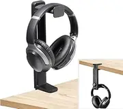 NEETTO HS906 Headphone Stand & Hanger 2 in 1, Above & Under Desk Gaming Headset Holder Mount Hook with Height Adjustable & Rotating Clamp, Earphone Rack with Cable Clip