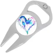 Watercolor Heart Golf Ball Marker Divot Repair Tool Bottle Opener