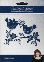 TATTERED LACE Cutting Die - TWEET TWEET - Birds with Heart on Branch