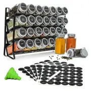 Spice Rack with 28 Spice Jars, Organizer for Cabinet, Spice Jars with Labels,