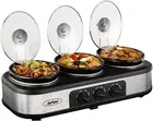Slow Cooker, Triple Slow Cooker Buffet Server and Food Warmer, 3-Section 1.5-...