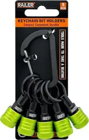 5Pc 1/4 Inch Hex Shank Bit Holders with Keychain Carabiner