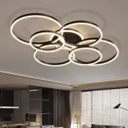BAMDECOR Black Modern Minimalist Round LED Ceiling Light Adjustable 3-Color Modes for Bar, Dining Room, Office