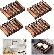 Wooden Soap Dish Soap Holder Soap Case, 4Pcs Wooden Soap Case Holder Wooden Soap Holders,Wooden Soap Dish Soap Saver Holder Soap Tray,Wooden Soap Holder Wooden Soap Saver Soap Holders for Bathroom
