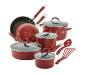 The 12-Piece Enamel Nonstick Cookware Pots and Pans Set, Red