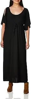 [Star Vixen] Women's Slit Flutter Sleeve Maxi Dress with Empire Drawstring Waist