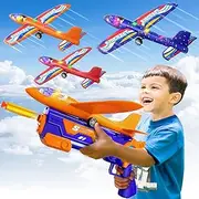 MSKOLER 3 Pack Airplane Launcher Toys for Kids 3-12 - 13.4 LED Foam Glider Catapult Plane, 2 Modes Outdoor Sport Flying Toys, Birthday Gifts for Boys Girls 4 5 6 7 8 9 10 11 12 Year Old