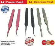Eyelash Hair Extension Tweezers Remover Nail Art Curved And Pointed Tip Kit