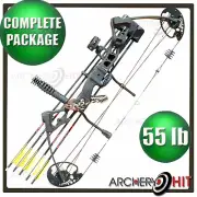 Vulture Black Compound Bow 35-55lb Ready to Shoot Package Target or Hunting
