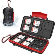 Kiorafoto Professional Water-Resistant Anti-Shock Holder Storage SD SDHC SDXC TF Memory Card Case Protector Cover with Carabiner for 12SD Cards & 12 Micro SD Cards