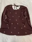 New! Madewell Purple/Mauve Floral Peasant Top Long Sleeve Boho Shirt, Size XXS