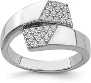 [Diamond2Deal] Women's 925 Sterling Silver Rhodium-Plated Polished Cubic Zirconia Ring