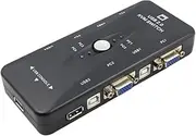 Mellisso One for Four 4 Port USB 2.0 KVM Switch Box + 4 KVM Cables Keyboard Monitor VGA SVGA PC Laptop