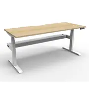 Single Sided Workstation With Cable Tray Natural Oak And White
