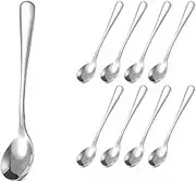Yuiturt 8pcs Mini Stainless Steel Spoons Set, 7.5cm Tiny 304 Steel Spice Scoops for Salt/Jars/Honey, Cute Kitchen Measuring Spoons for Spices, Tea & Powder Ingredients(Silver)
