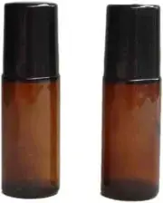 2pcs 50ml Brown Glass Essential Oil Roller Bottles – Refillable Roll-On Bottles