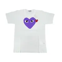 在飛比找momo購物網優惠-【川久保玲】CDG 女款 紫大小雙愛心刺繡logo短袖T恤(