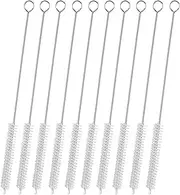 CIDYAUST Long Straw Cleaner Brush Extend 10 inch, Extra Wide 10mm diam Straw Brush, Long Pipe Cleaners for Sippy Cup, Tumbler, Baby Bottle and Tube, Drinking Straw Cleaning Brush Set 10 Pack