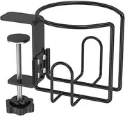 Desk Cup Holder, Clip on Cup Holder with Adjustable Side Opening, Metal Iron Clamp Mug Holder for Table, Versatile Easy to Install Table Tumbler Holder Clamp on Chair for Home Office Dormitory Use