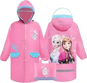 [Everyday Delights] Disney Frozen Elsa Anna Hooded Raincoat Rain Jacket Poncho Outwear for Girls Toddlers Kids Children - Pink