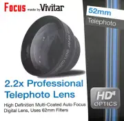 2.2X TELEPHOTO LENS 52mm To Camera PENTAX K100D K10D K11D K110D K200D, GX-1S 2.5