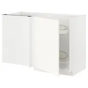METOD corner base cab w pull-out fitting, white/Vallstena white, 128x68x80 cm