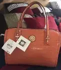 Anne Klein Front Runner Medium Satchel Orange Color